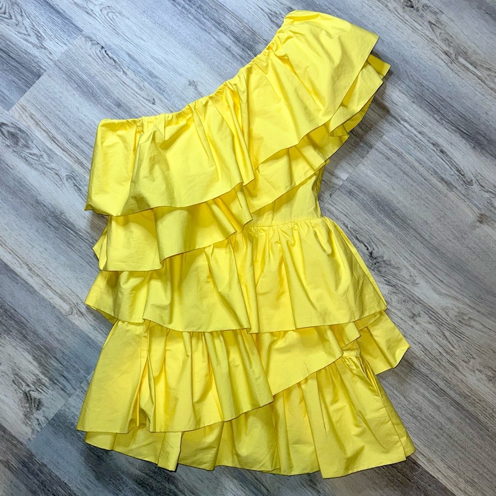 💝Tuckernuck Hyacinth House Yellow Ruffle Sofie Mini Dress Women’s Size Small S - Picture 2 of 8